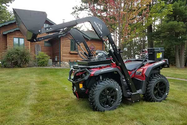 Hydraulic Powered Front End Loader ATV Attachment In Action